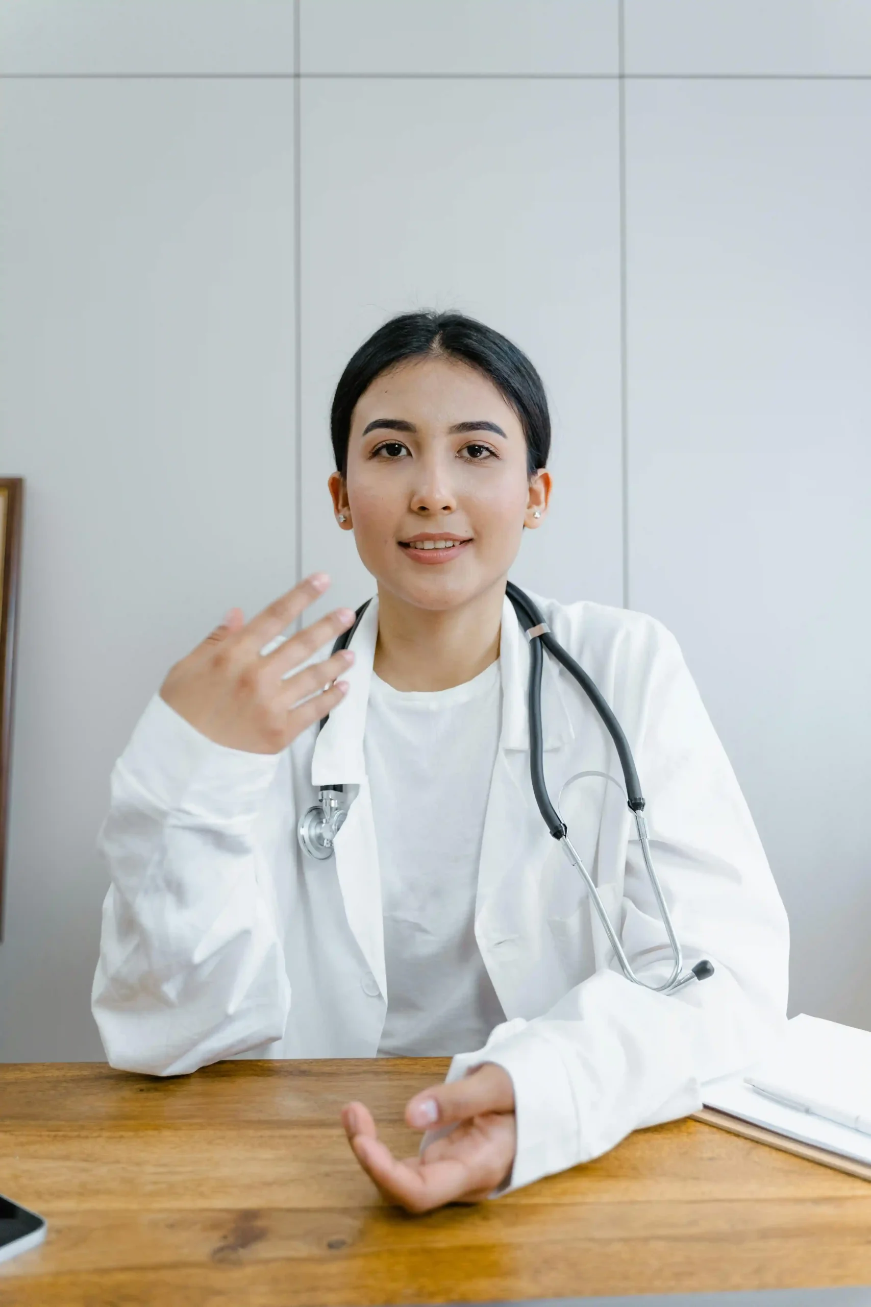 healthcare professional explaining health information for educational purposes